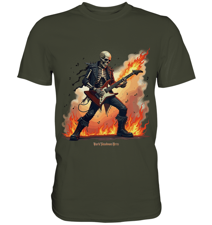 Guitar Rebellion - Skelettmusiker mit Feuer - Premium Shirt | Unisex - Shirts | Dark Shadows Arts