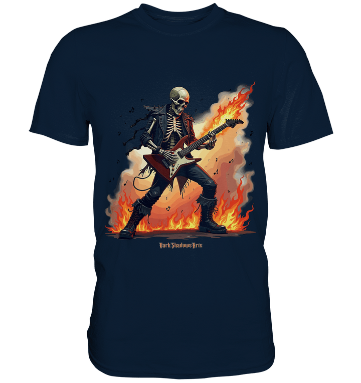 Guitar Rebellion - Skelettmusiker mit Feuer - Premium Shirt | Unisex - Shirts | Dark Shadows Arts