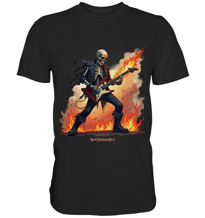Guitar Rebellion - Skelettmusiker mit Feuer - Premium Shirt | Unisex - Shirts | Dark Shadows Arts