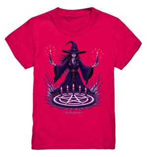 Hexen Illustration mit lila Kerzen und Pentagramm - Kids Premium Shirt | Kids & Babys | Dark Shadows Arts