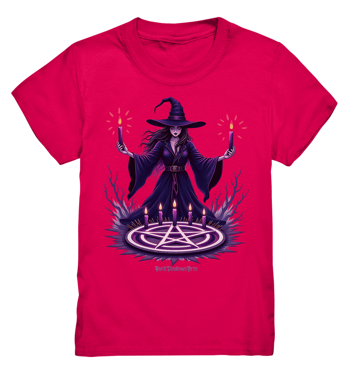 Hexen Illustration mit lila Kerzen und Pentagramm - Kids Premium Shirt | Kids & Babys | Dark Shadows Arts