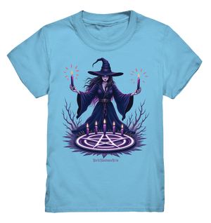 Hexen Illustration mit lila Kerzen und Pentagramm - Kids Premium Shirt | Kids & Babys | Dark Shadows Arts