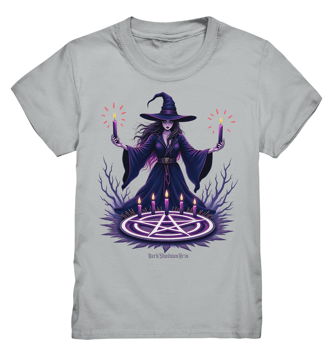 Hexen Illustration mit lila Kerzen und Pentagramm - Kids Premium Shirt | Kids & Babys | Dark Shadows Arts
