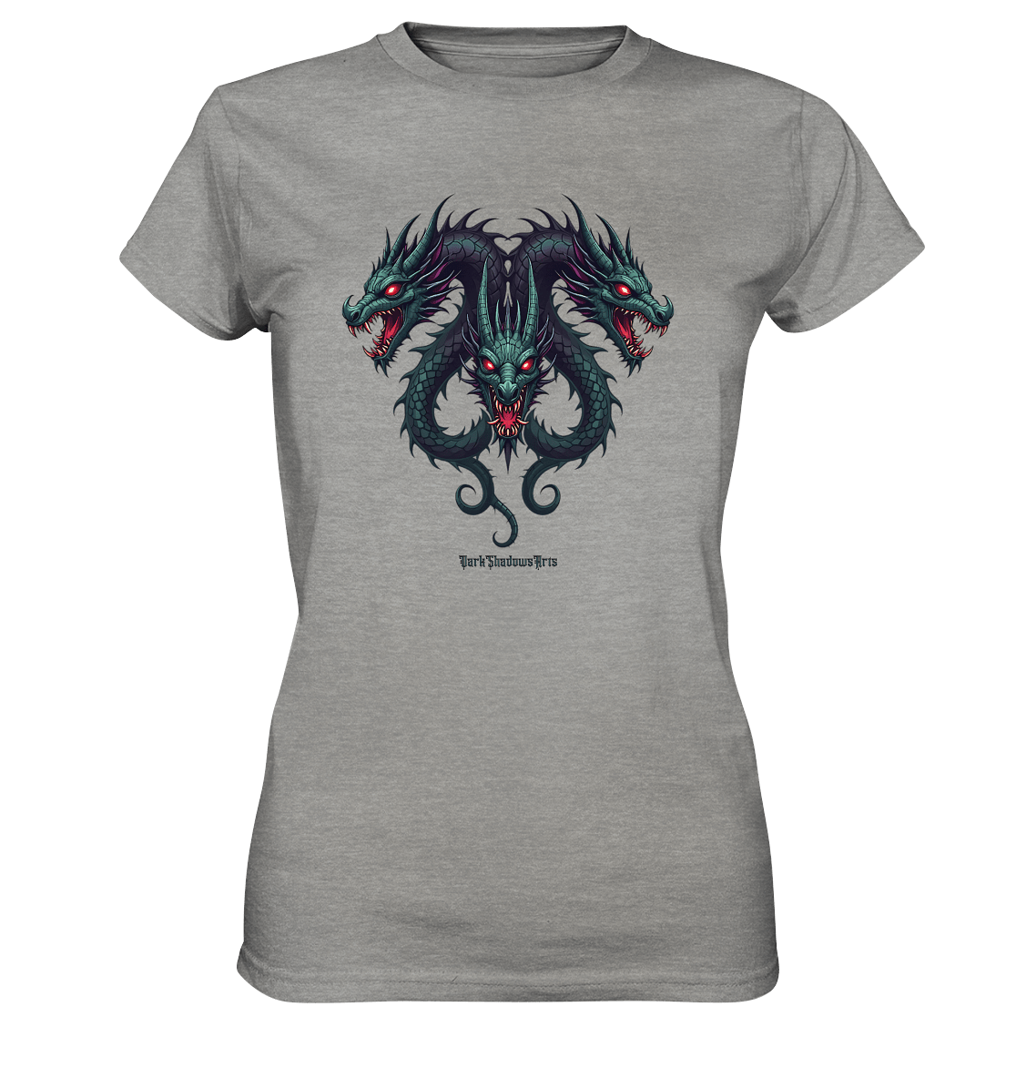 Infernal Trinity - Intertwined Dragon Heads - Ladies Premium Shirt | Lady - Shirts | Dark Shadows Arts