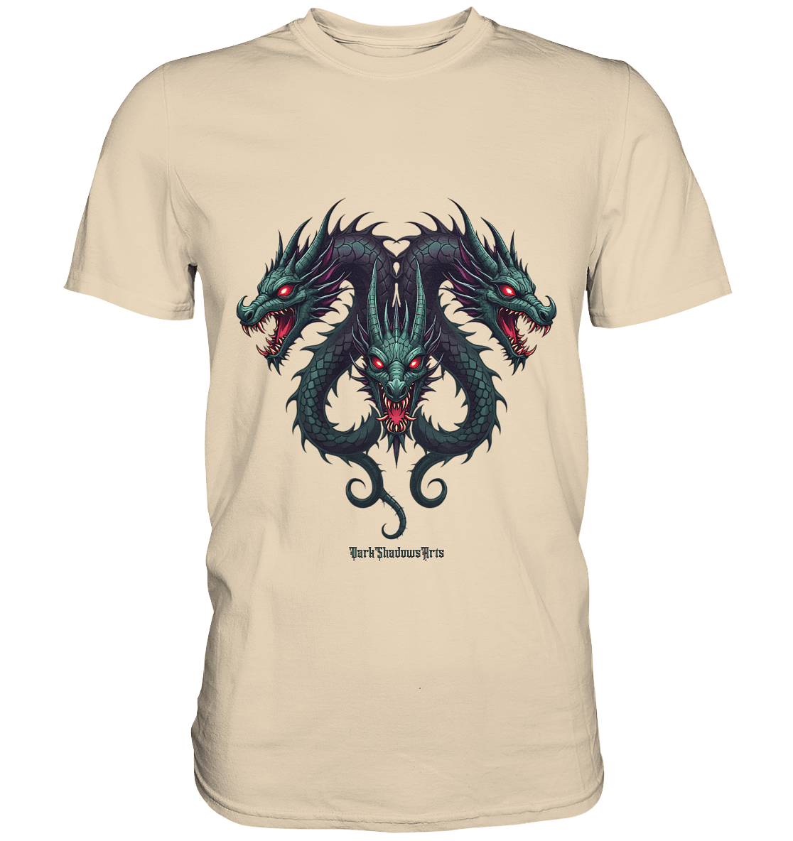 Infernal Trinity - Intertwined Dragon Heads - Premium Shirt | Unisex - Shirts | Dark Shadows Arts