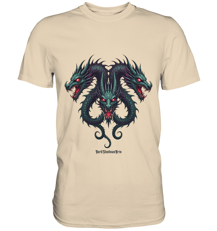 Infernal Trinity - Intertwined Dragon Heads - Premium Shirt | Unisex - Shirts | Dark Shadows Arts