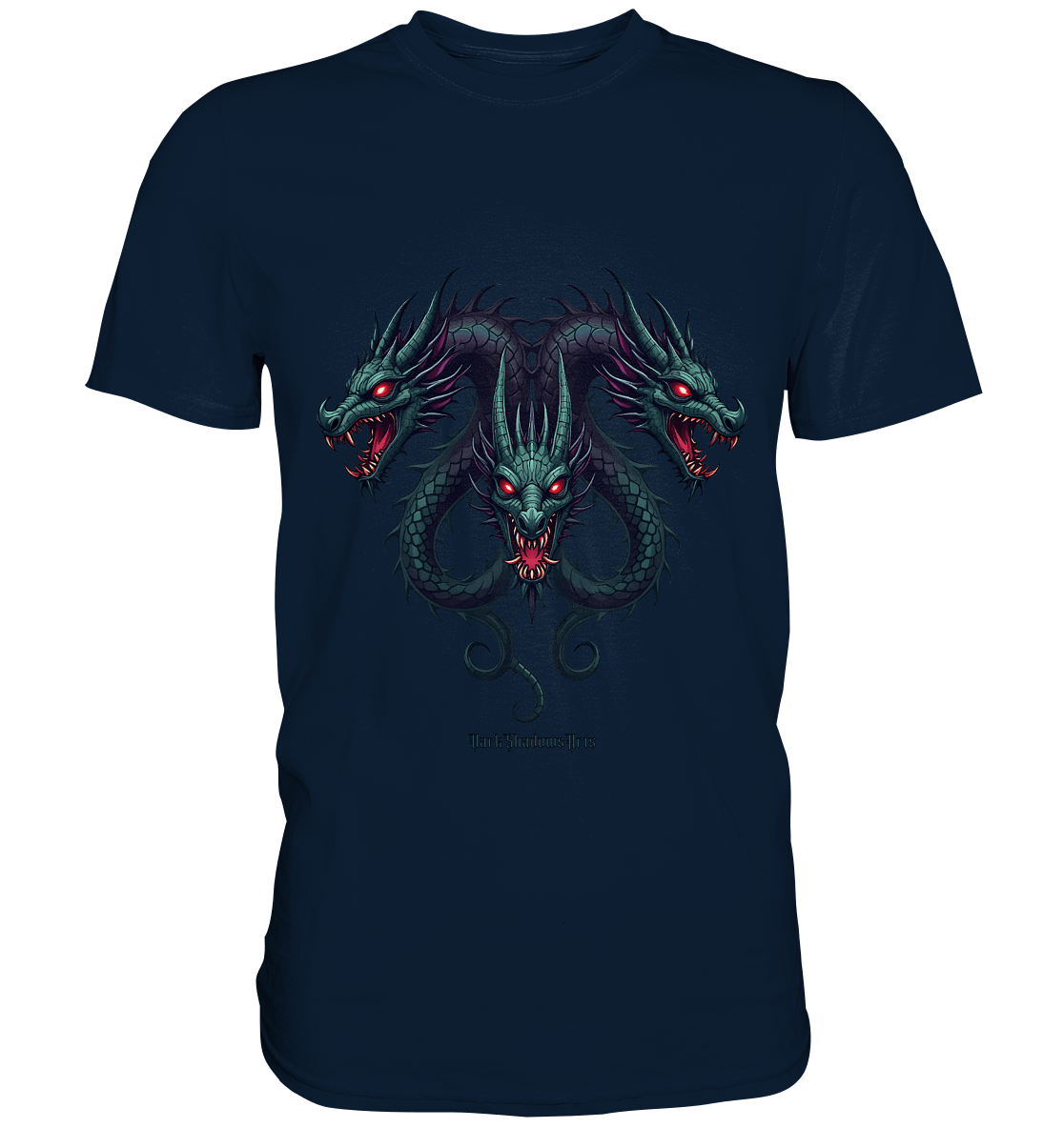 Infernal Trinity - Intertwined Dragon Heads - Premium Shirt | Unisex - Shirts | Dark Shadows Arts