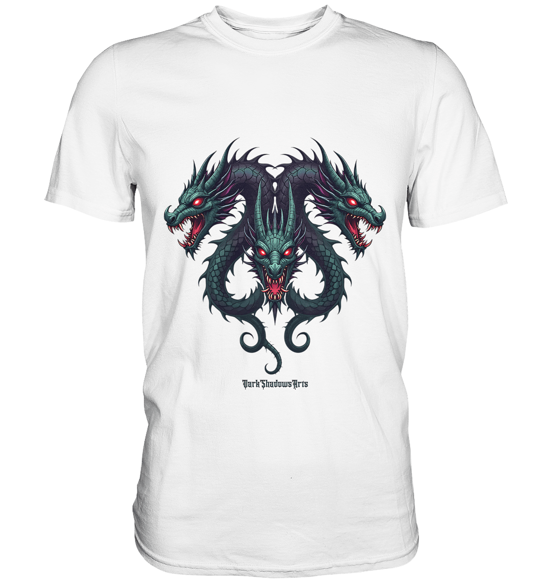 Infernal Trinity - Intertwined Dragon Heads - Premium Shirt | Unisex - Shirts | Dark Shadows Arts
