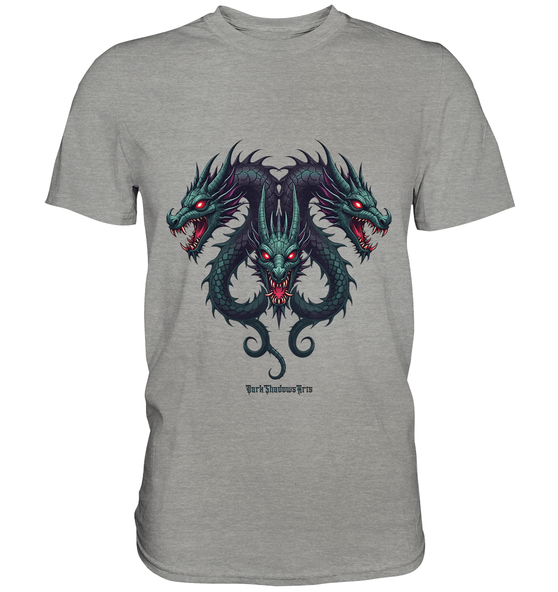Infernal Trinity - Intertwined Dragon Heads - Premium Shirt | Unisex - Shirts | Dark Shadows Arts