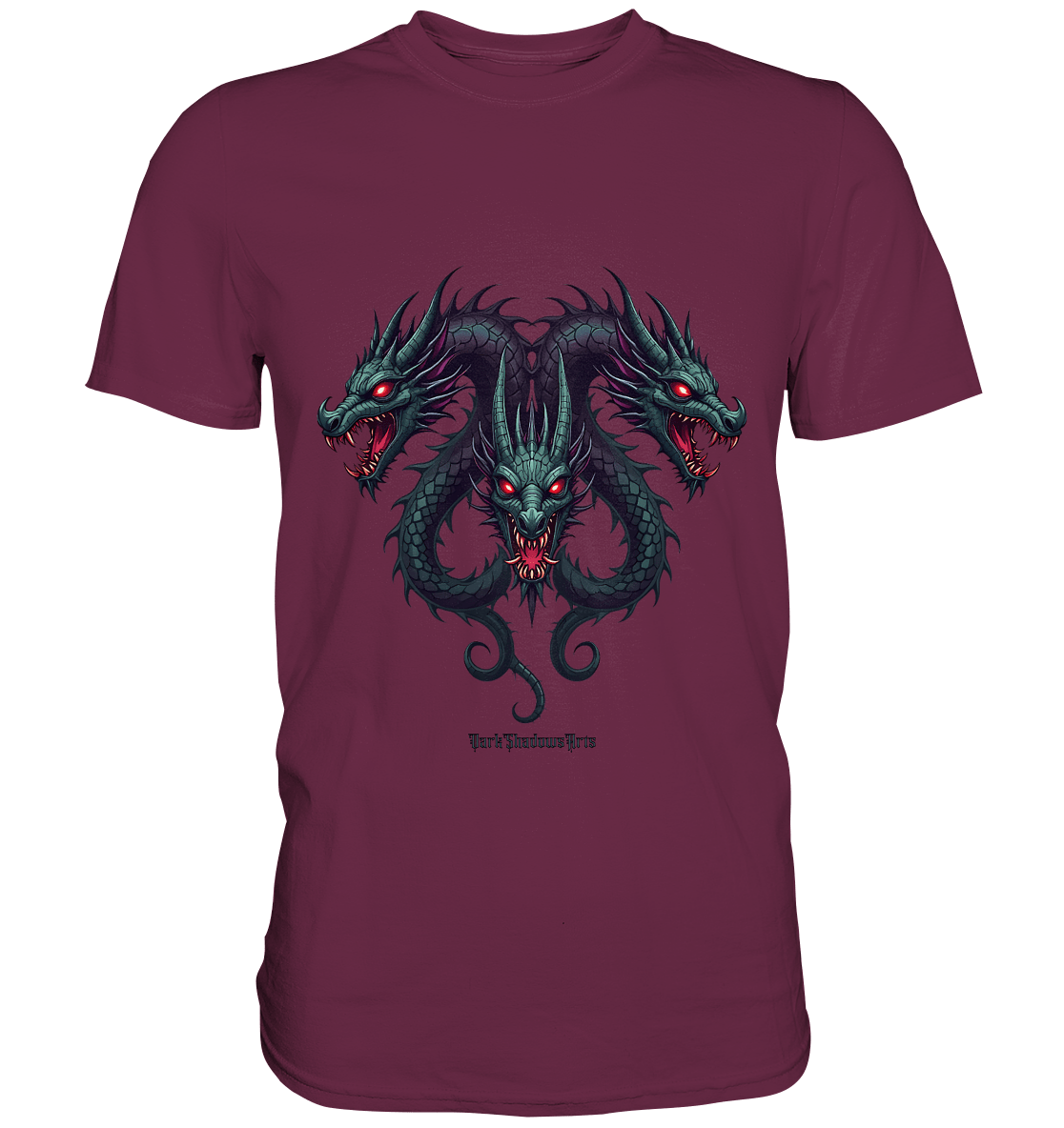 Infernal Trinity - Intertwined Dragon Heads - Premium Shirt | Unisex - Shirts | Dark Shadows Arts