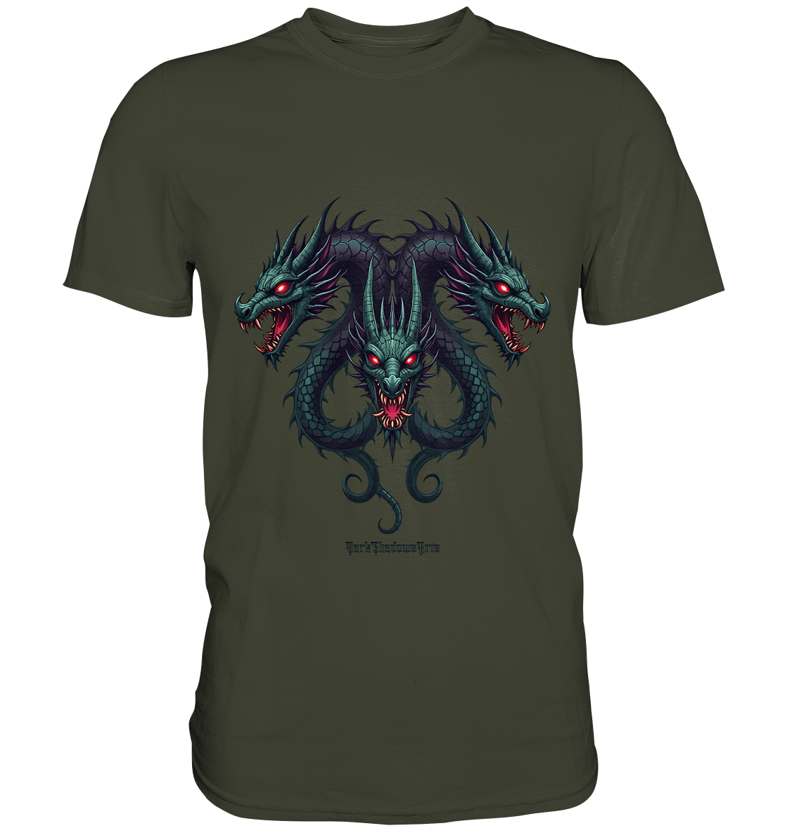 Infernal Trinity - Intertwined Dragon Heads - Premium Shirt | Unisex - Shirts | Dark Shadows Arts