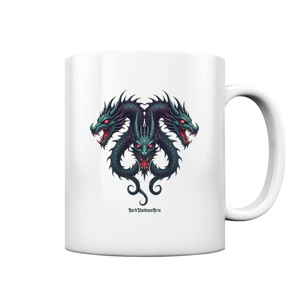 Infernal Trinity - Intertwined Dragon Heads - Tasse glossy | Trinkgefäße | Dark Shadows Arts