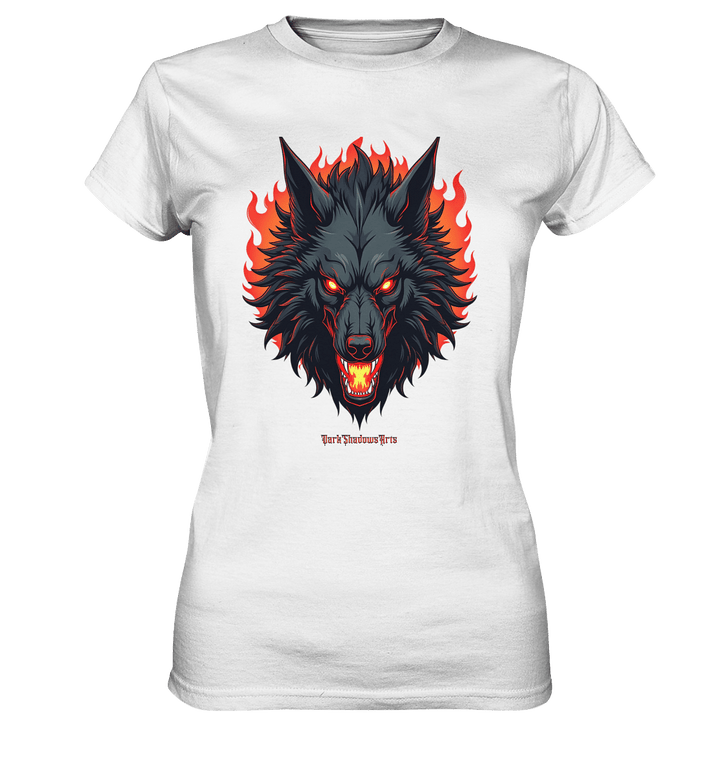 Inferno Howl - The Fiery Wolf - Ladies Premium Shirt | Lady - Shirts | Dark Shadows Arts