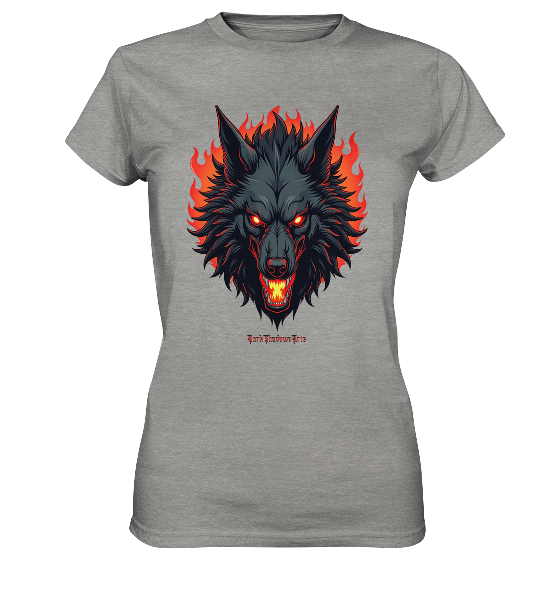 Inferno Howl - The Fiery Wolf - Ladies Premium Shirt | Lady - Shirts | Dark Shadows Arts