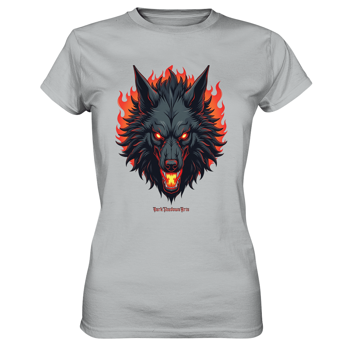 Inferno Howl - The Fiery Wolf - Ladies Premium Shirt | Lady - Shirts | Dark Shadows Arts