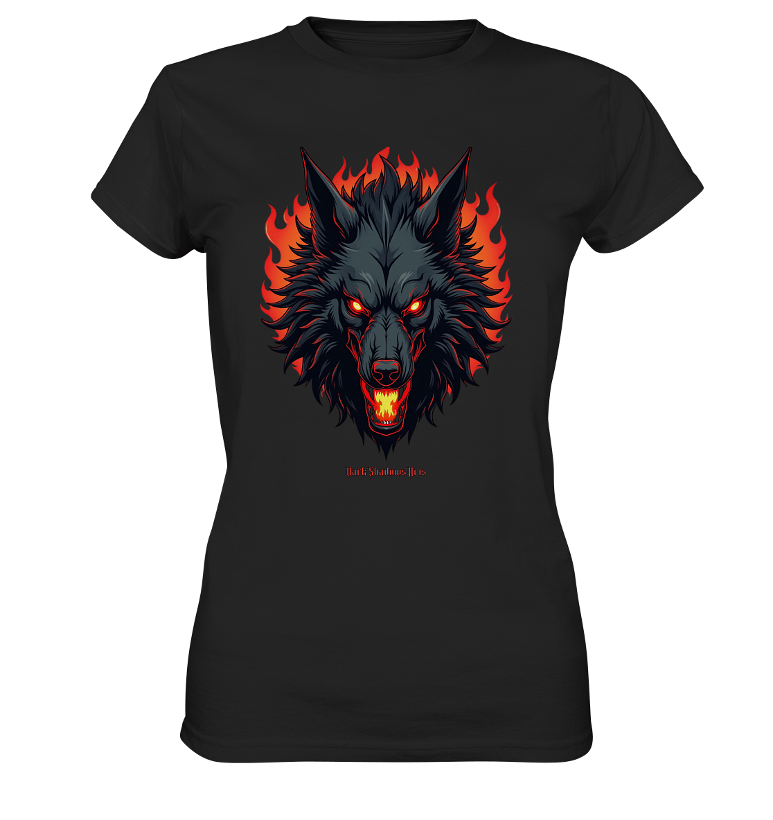 Inferno Howl - The Fiery Wolf - Ladies Premium Shirt | Lady - Shirts | Dark Shadows Arts