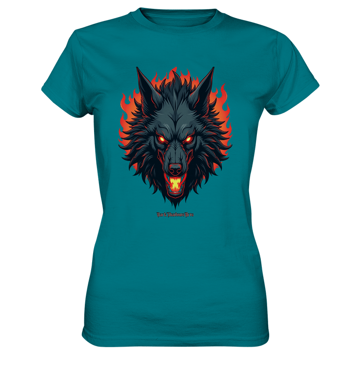 Inferno Howl - The Fiery Wolf - Ladies Premium Shirt | Lady - Shirts | Dark Shadows Arts