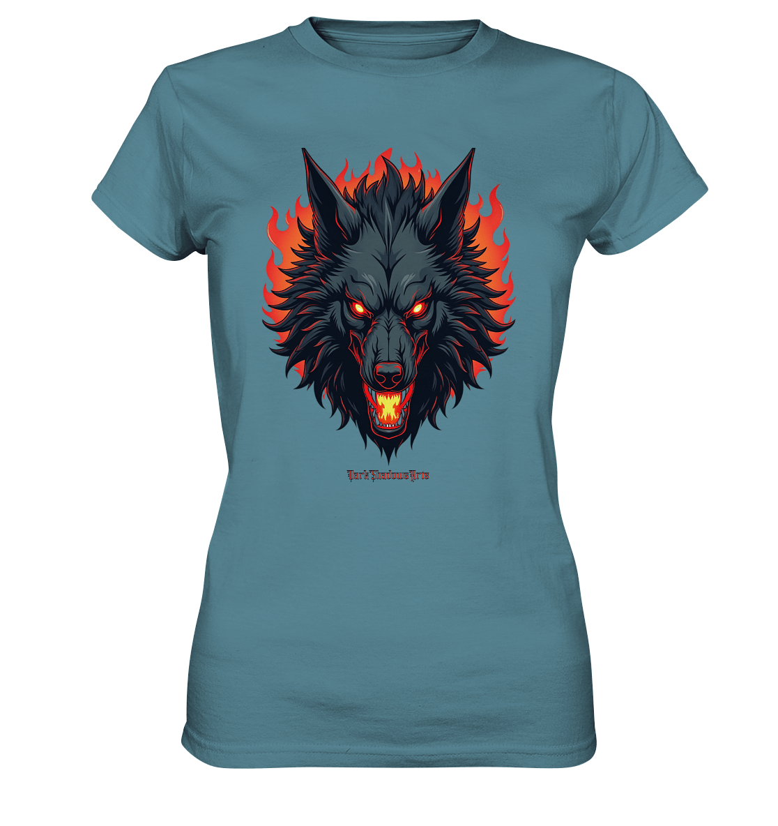 Inferno Howl - The Fiery Wolf - Ladies Premium Shirt | Lady - Shirts | Dark Shadows Arts