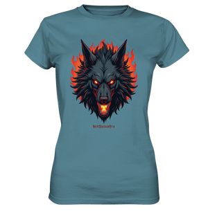 Inferno Howl - The Fiery Wolf - Ladies Premium Shirt | Lady - Shirts | Dark Shadows Arts