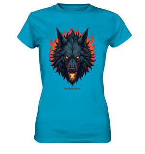 Inferno Howl - The Fiery Wolf - Ladies Premium Shirt | Lady - Shirts | Dark Shadows Arts