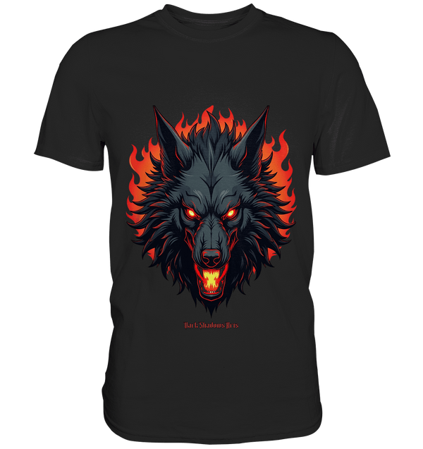 Inferno Howl - The Fiery Wolf - Premium Shirt | Unisex - Shirts | Dark Shadows Arts