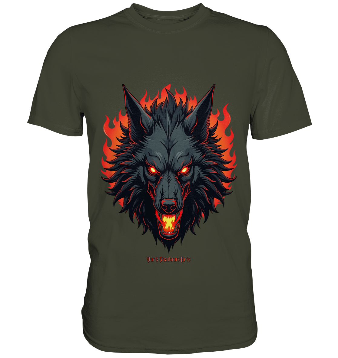 Inferno Howl - The Fiery Wolf - Premium Shirt | Unisex - Shirts | Dark Shadows Arts