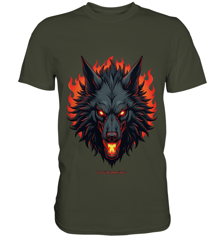Inferno Howl - The Fiery Wolf - Premium Shirt | Unisex - Shirts | Dark Shadows Arts