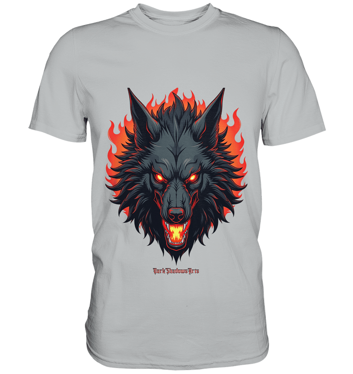 Inferno Howl - The Fiery Wolf - Premium Shirt | Unisex - Shirts | Dark Shadows Arts