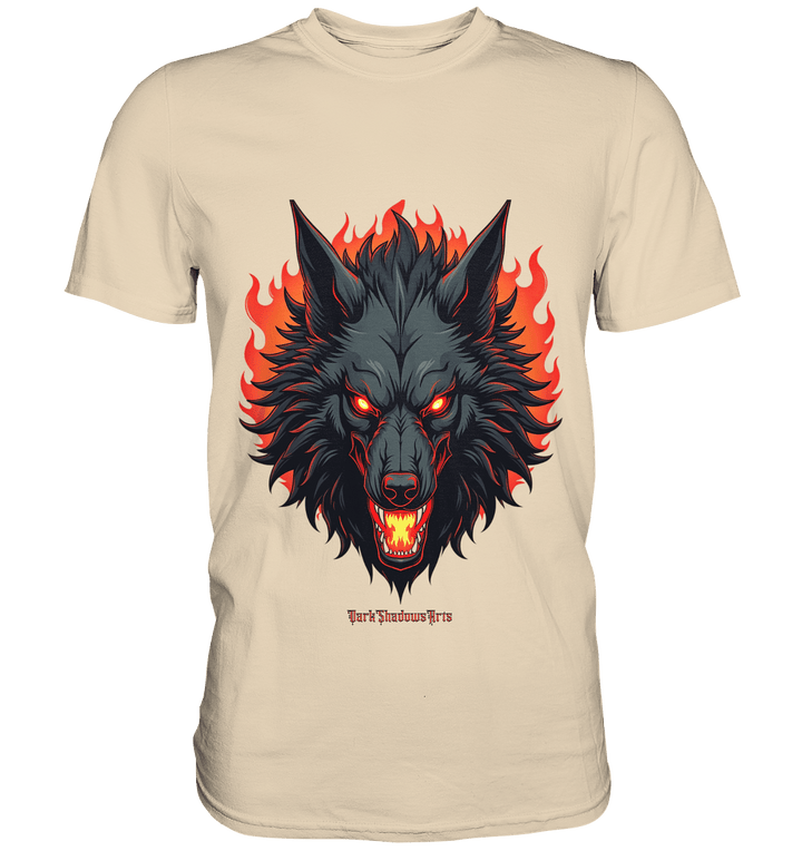 Inferno Howl - The Fiery Wolf - Premium Shirt | Unisex - Shirts | Dark Shadows Arts