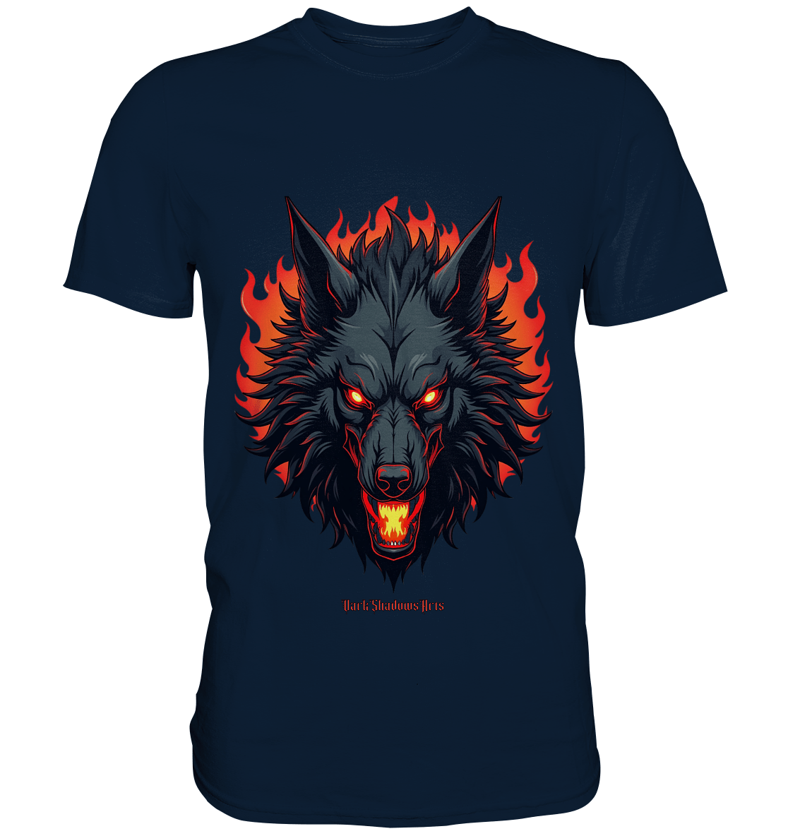 Inferno Howl - The Fiery Wolf - Premium Shirt | Unisex - Shirts | Dark Shadows Arts