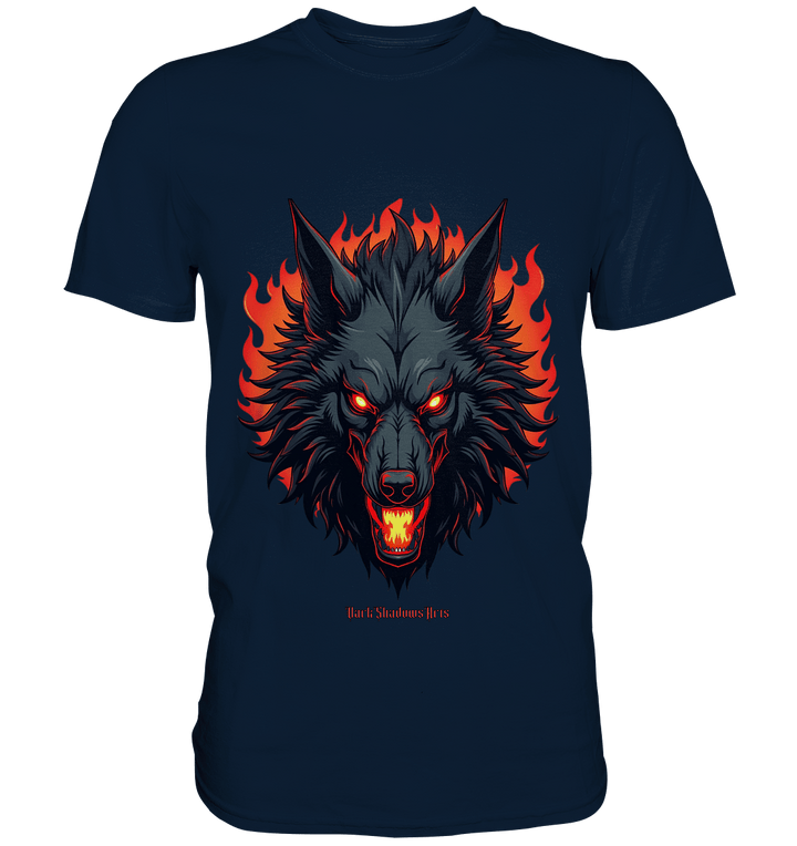 Inferno Howl - The Fiery Wolf - Premium Shirt | Unisex - Shirts | Dark Shadows Arts