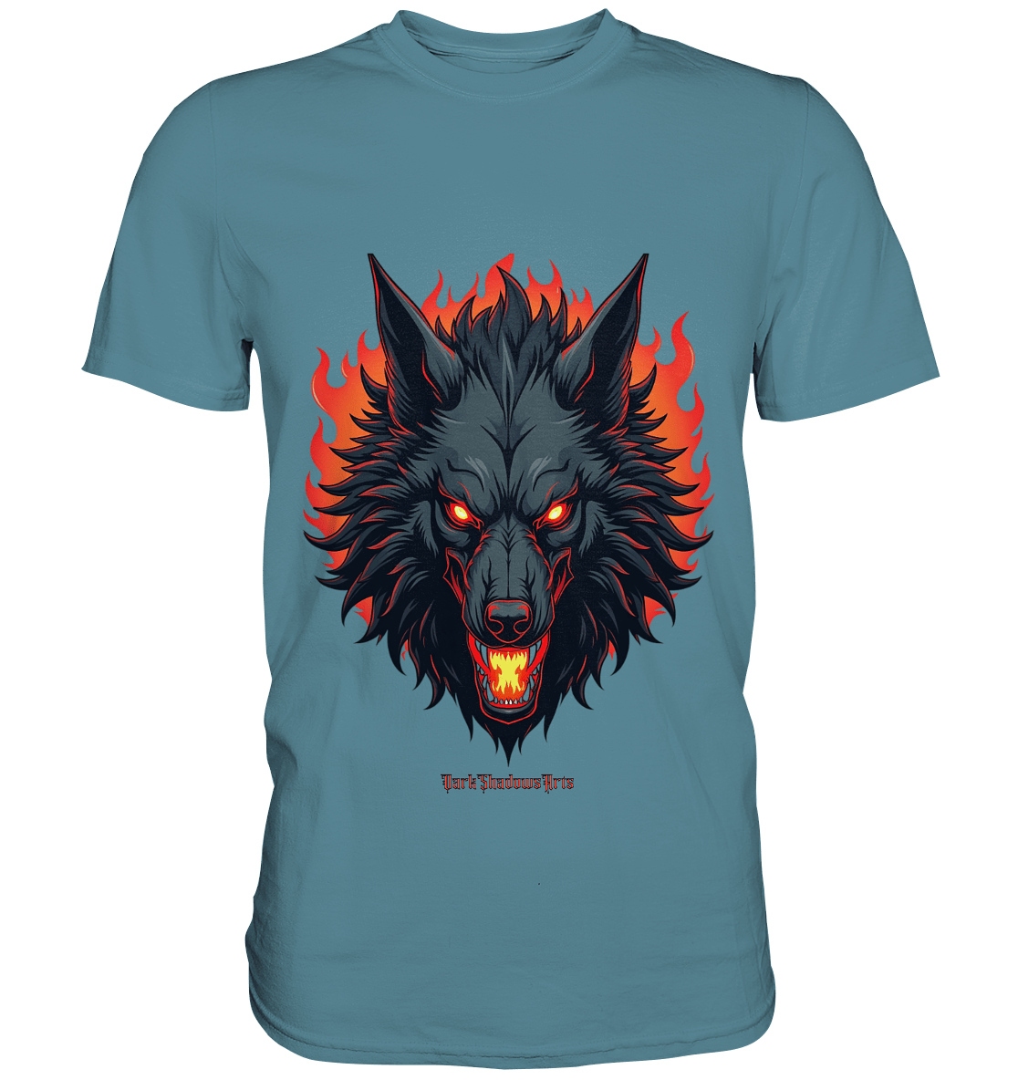 Inferno Howl - The Fiery Wolf - Premium Shirt | Unisex - Shirts | Dark Shadows Arts