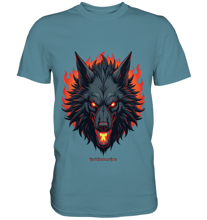 Inferno Howl - The Fiery Wolf - Premium Shirt | Unisex - Shirts | Dark Shadows Arts