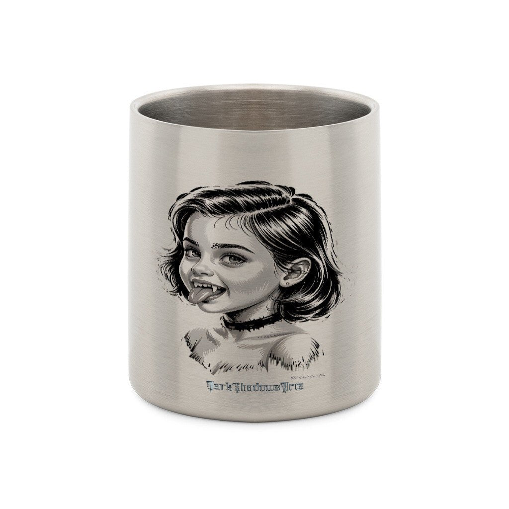 Kleine Vampirin mit Frechmut - Edelstahl - Tasse mit Karabiner | Mug | Dark Shadows Arts