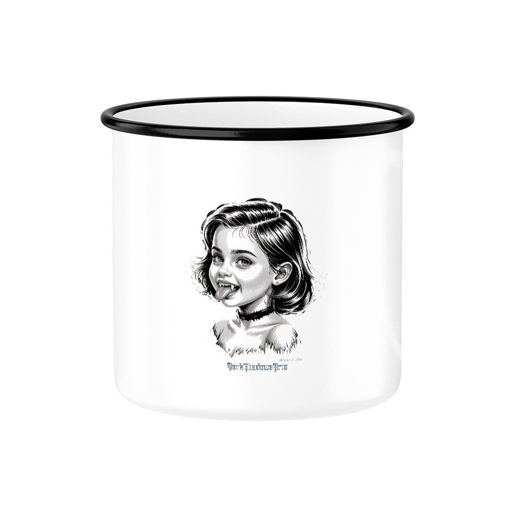 Kleine Vampirin mit Frechmut - Emaille Tasse | Mug | Dark Shadows Arts