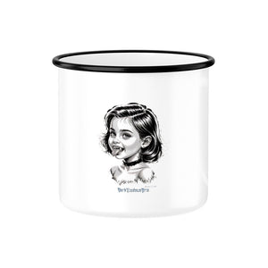 Kleine Vampirin mit Frechmut - Emaille Tasse | Mug | Dark Shadows Arts