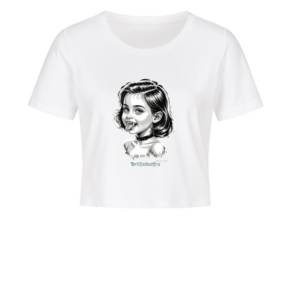 Kleine Vampirin mit Frechmut - Ladies Cropped Tee | T-Shirt | Dark Shadows Arts