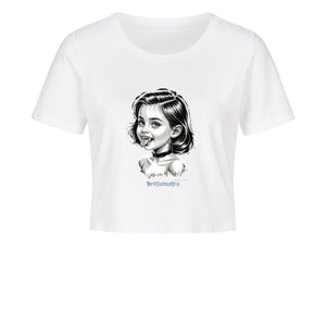 Kleine Vampirin mit Frechmut - Ladies Cropped Tee | T-Shirt | Dark Shadows Arts