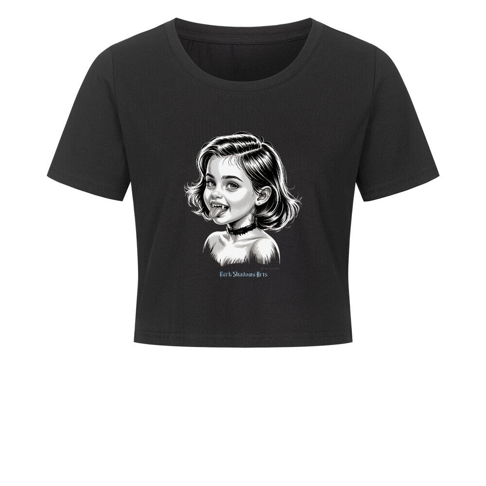Kleine Vampirin mit Frechmut - Ladies Cropped Tee | T-Shirt | Dark Shadows Arts