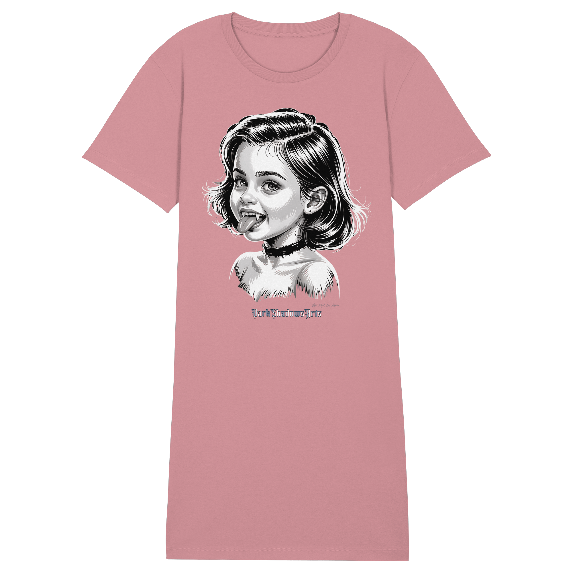 Kleine Vampirin mit Frechmut - Ladies Organic Shirt Dress - Ladies Organic Shirt Dress | Lady - Shirts | Dark Shadows Arts