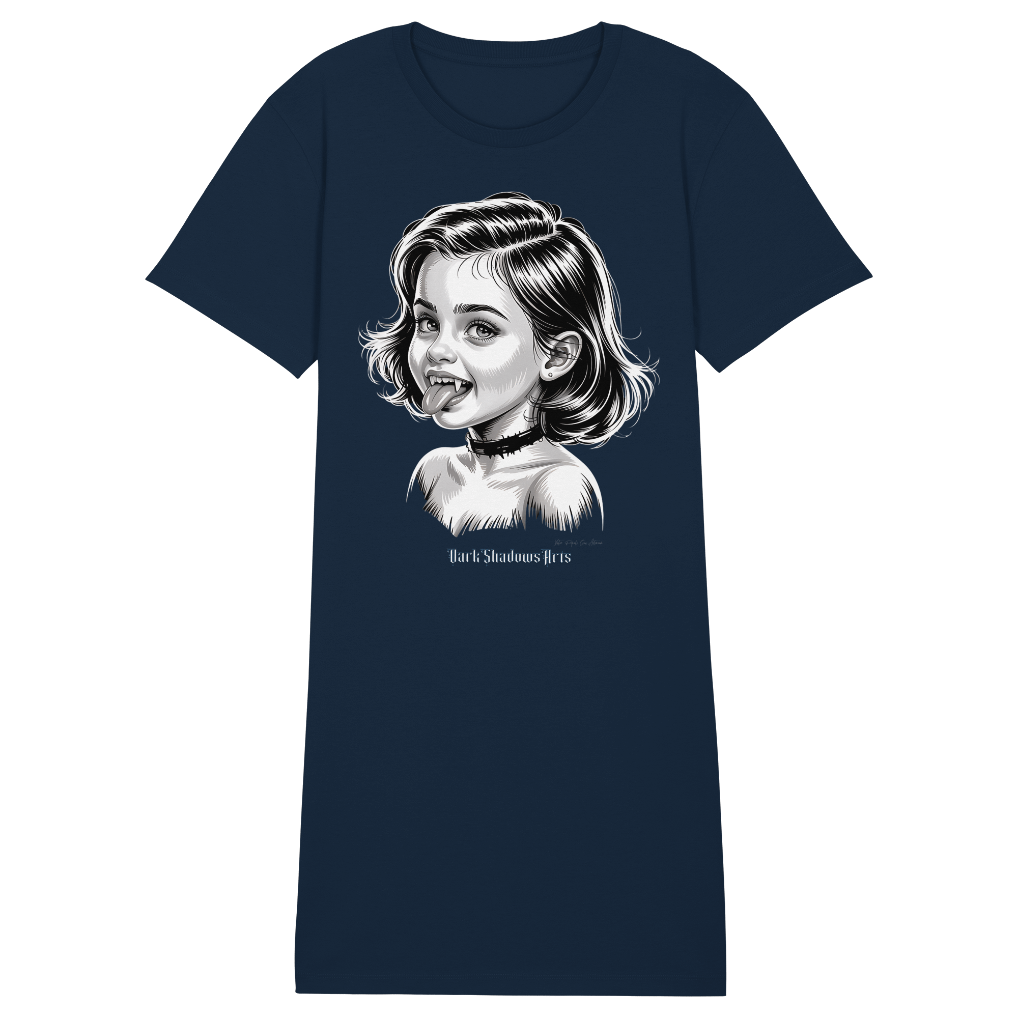 Kleine Vampirin mit Frechmut - Ladies Organic Shirt Dress - Ladies Organic Shirt Dress | Lady - Shirts | Dark Shadows Arts