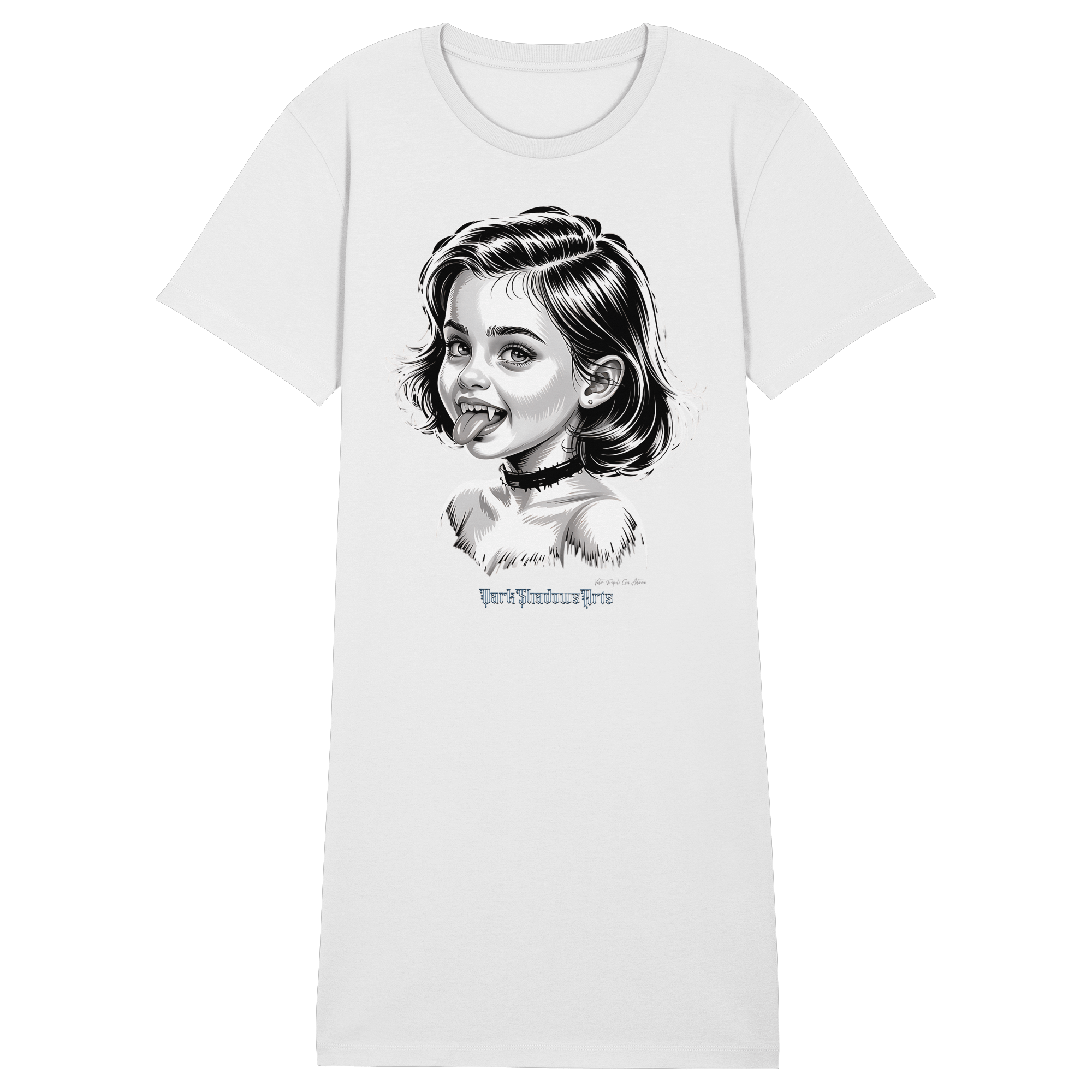 Kleine Vampirin mit Frechmut - Ladies Organic Shirt Dress - Ladies Organic Shirt Dress | Lady - Shirts | Dark Shadows Arts
