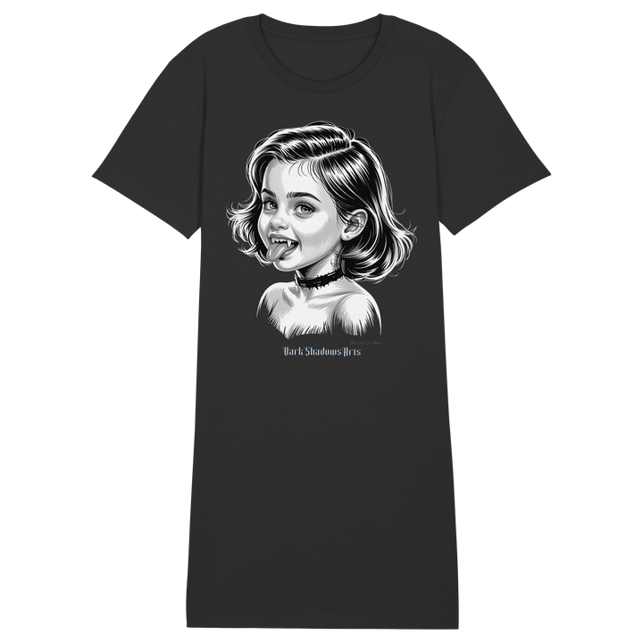 Kleine Vampirin mit Frechmut - Ladies Organic Shirt Dress - Ladies Organic Shirt Dress | Lady - Shirts | Dark Shadows Arts