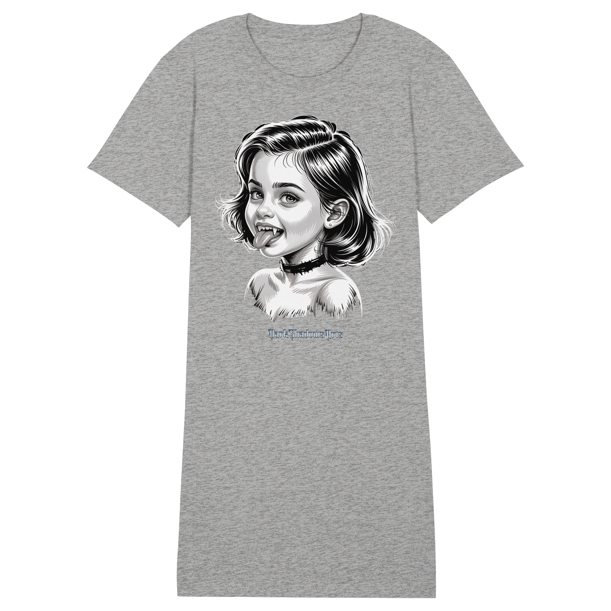 Kleine Vampirin mit Frechmut - Ladies Organic Shirt Dress - Ladies Organic Shirt Dress | Lady - Shirts | Dark Shadows Arts