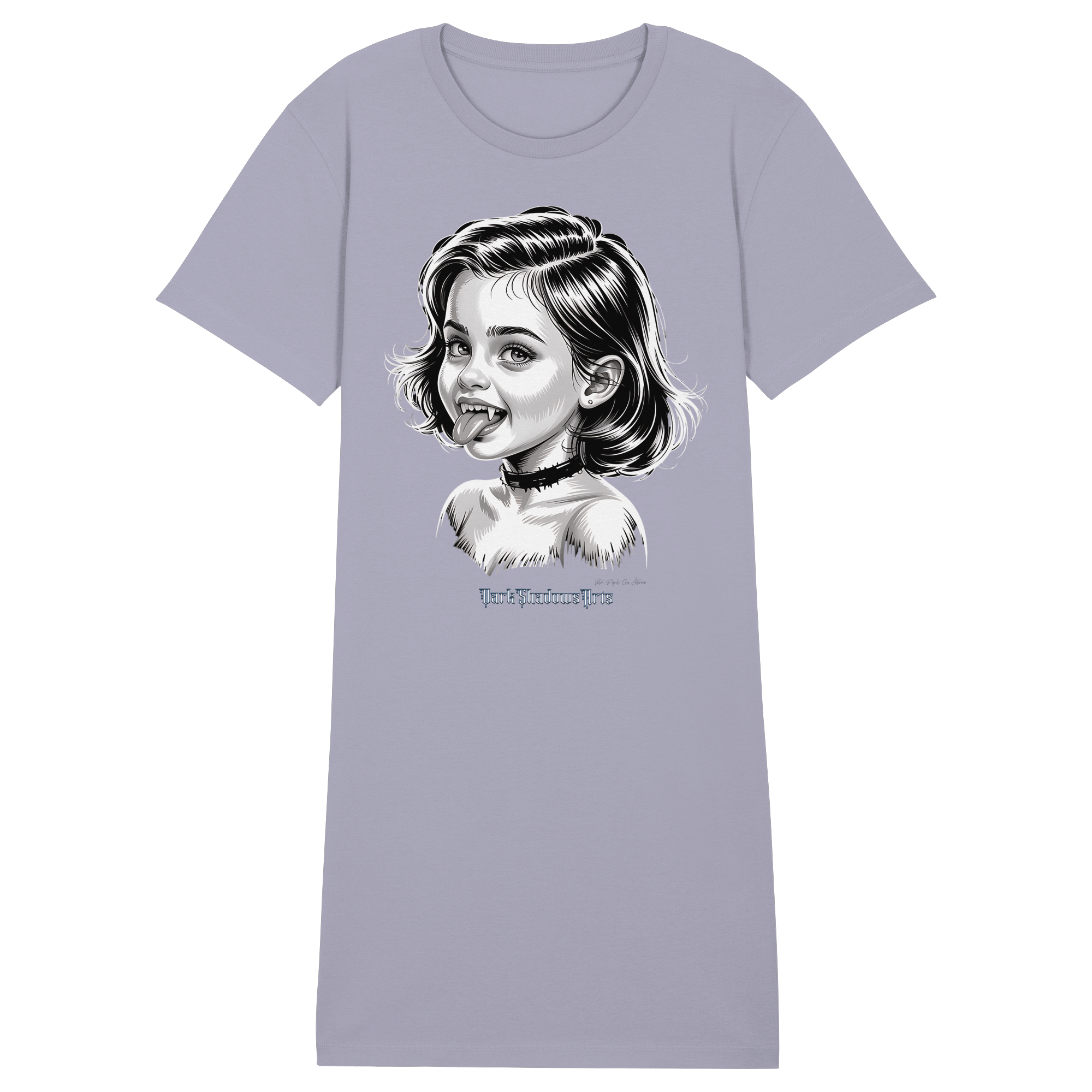 Kleine Vampirin mit Frechmut - Ladies Organic Shirt Dress - Ladies Organic Shirt Dress | Lady - Shirts | Dark Shadows Arts