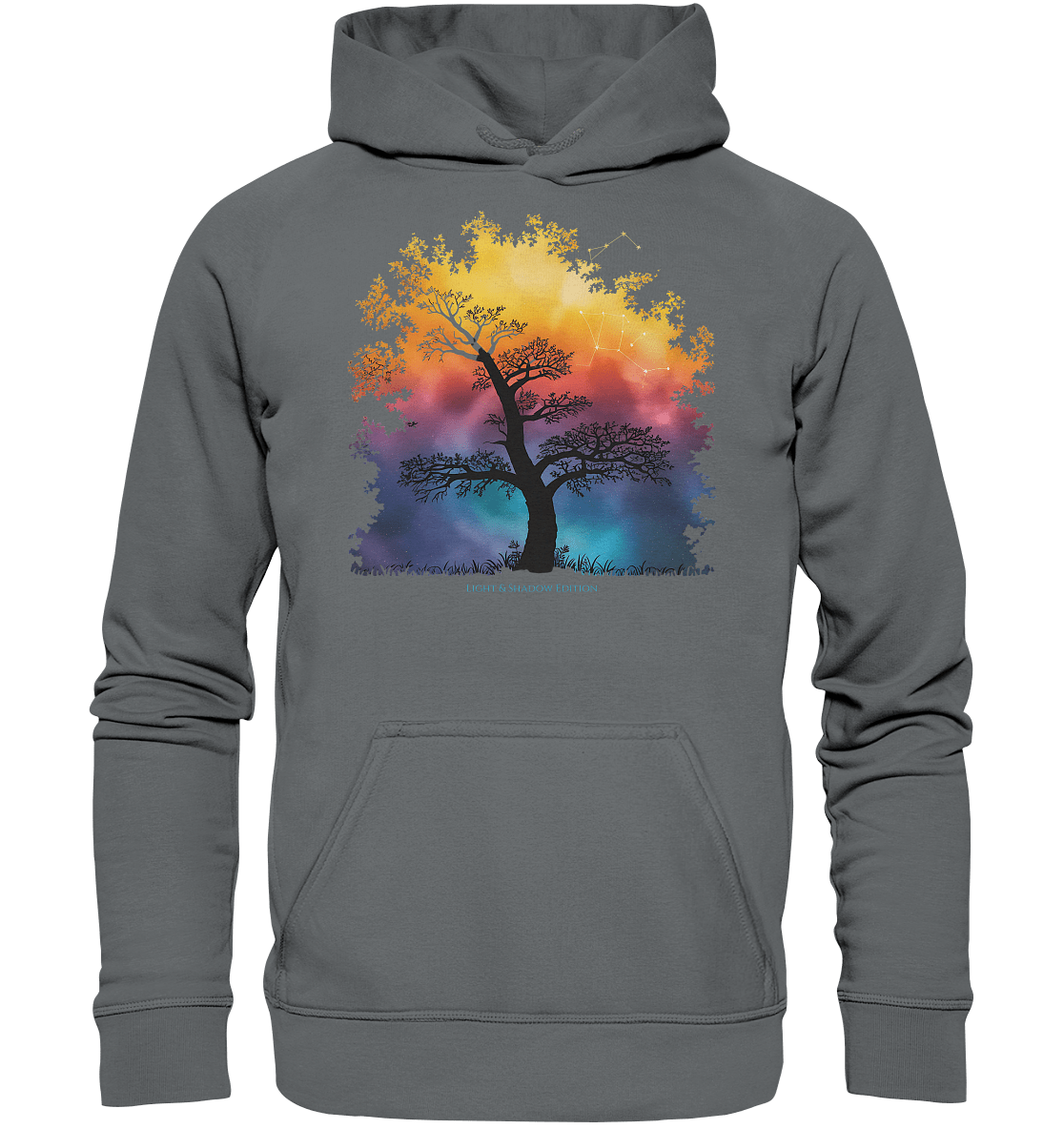 Licht & Schatten – Magische Baumlandschaft mit Sternbild - Basic Unisex Hoodie | Hoodies | Dark Shadows Arts