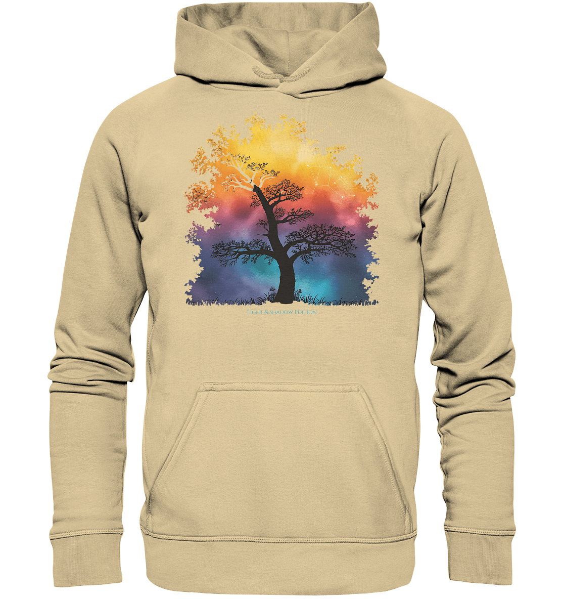 Licht & Schatten – Magische Baumlandschaft mit Sternbild - Basic Unisex Hoodie | Hoodies | Dark Shadows Arts