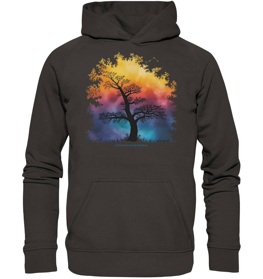 Licht & Schatten – Magische Baumlandschaft mit Sternbild - Basic Unisex Hoodie | Hoodies | Dark Shadows Arts