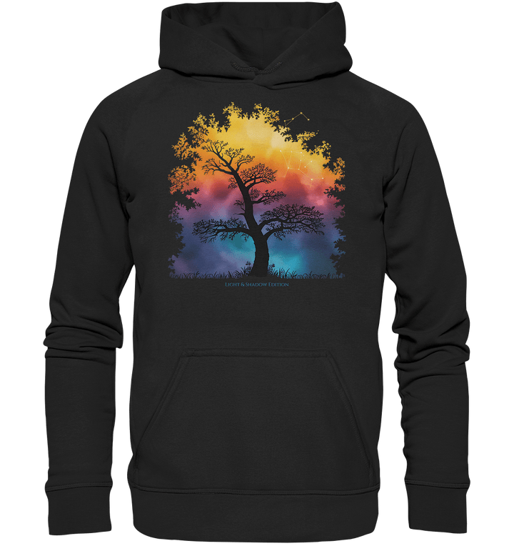 Licht & Schatten – Magische Baumlandschaft mit Sternbild - Basic Unisex Hoodie | Hoodies | Dark Shadows Arts