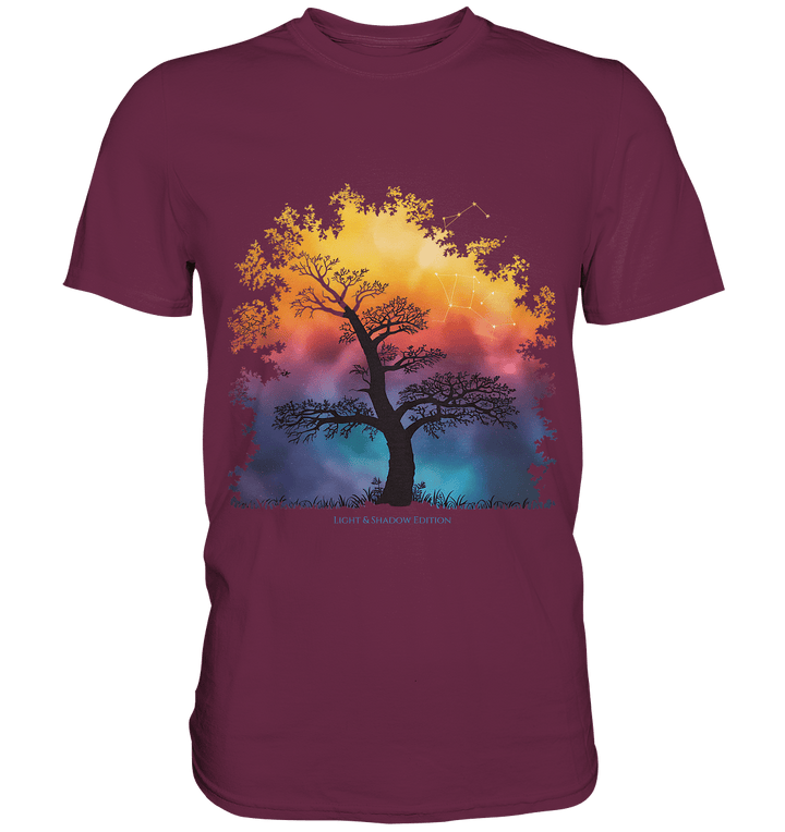 Licht & Schatten – Magische Baumlandschaft mit Sternbild - Premium Shirt | Unisex - Shirts | Dark Shadows Arts